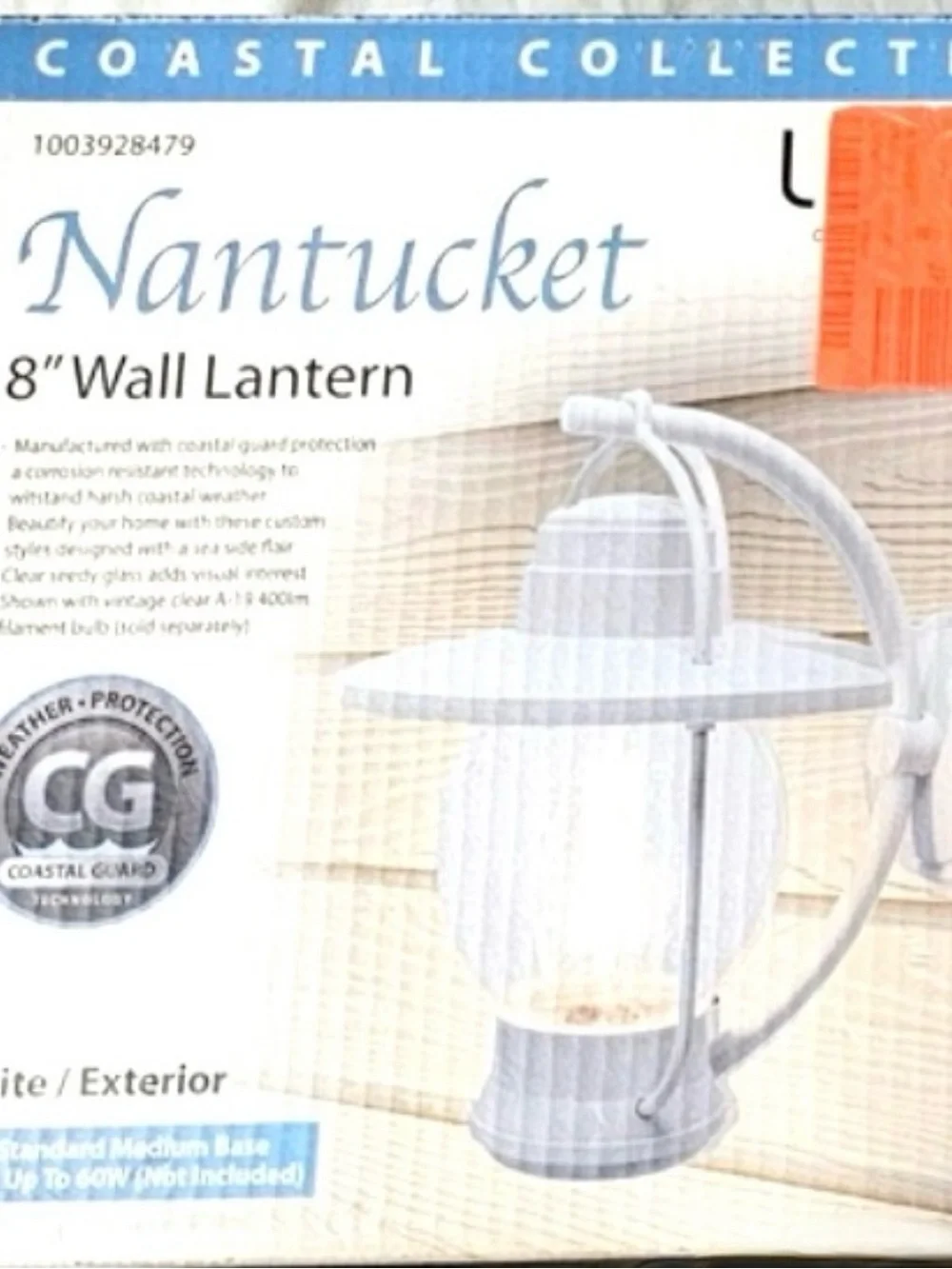 Nantucket Coastal Collection White Outdoor Wall Lantern NIB